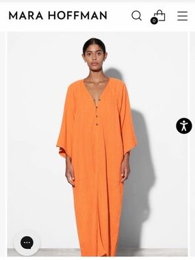Mara Hoffman Phoebe Crinkled Cotton Gauze Maxi Dress Orange XS